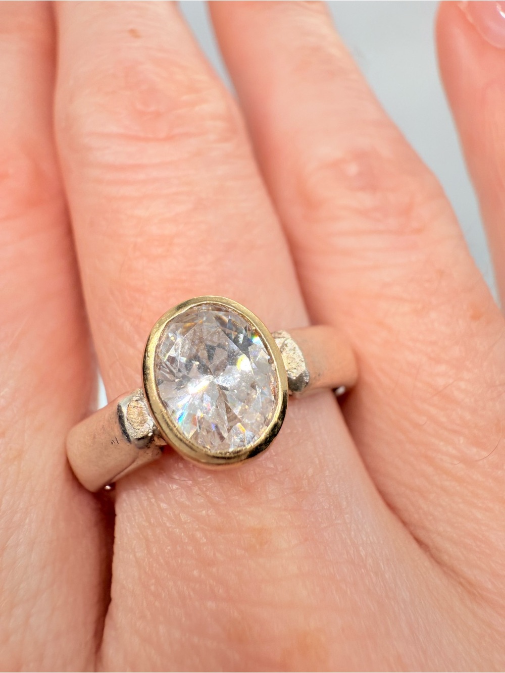 Vintage 10k Bezel and Silver Gemstone Ring!